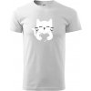 Mačka drží srdce - Klasické pánske tričko vyššej gramáže - 3XL ( Biela ) Mačka drží srdce - Klasické pánske tričko vyššej gramáže - 3XL ( Biela )