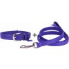 Obojok a vodítko plochý kožený set pre psa fialovej farby Obvod krku:: 30-39cm, šírka obojku: 20mm + vodítko priemer 18mm Obojok a vodítko plochý kožený set pre psa fialovej farby Obvod krku:: 30-39cm, šírka obojku: 20mm + vodítko priemer 18mm