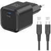 Swissten sieťový adaptér GaN 1× USB-C 20 W Power Delivery + dátový kábel USB-C/USB-C 1,2 m čierny 22070130 Swissten sieťový adaptér GaN 1× USB-C 20 W Power Delivery + dátový kábel USB-C/USB-C 1,2 m čierny 22070130