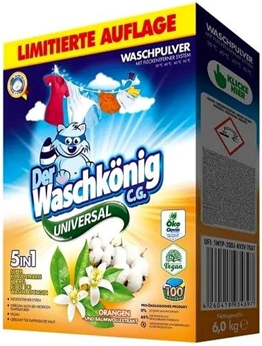 Waschkönig Universal prášok s výťažkami extraktu z Pomarančov a bavlny 6 kg 100 PD