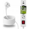 Predlžovací Kábel s uzemnením 3 zásuvky 3m vypínač USB + USB-C šnúra Predlžovací Kábel s uzemnením 3 zásuvky 3m vypínač USB + USB-C šnúra