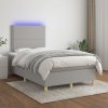 Box spring postel s matrací a LED světle šedá 120x200 cm textil Šedá 3135341 Box spring postel s matrací a LED světle šedá 120x200 cm textil Šedá 3135341