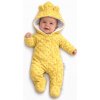 Baby Nellys Kombinézka overal Minky s kapucňou a uškami žltá