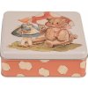 Clayre & Eef Plechová krabička s medvedíkom béžová 17 x 17 x 6 cm