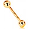 Šperky eshop - Piercing zo žltého 14K zlata - barbell s dvoma lesklými guličkami, 18 mm S2GG184.04 Šperky eshop - Piercing zo žltého 14K zlata - barbell s dvoma lesklými guličkami, 18 mm S2GG184.04