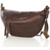MARCO MAZZINI Čokoládovo hnedá pletená kožená kabelka/ľadvinka MARCO MAZZINI Čokoládovo hnedá pletená kožená kabelka/ľadvinka