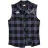 Brandit Ozzy checkshirt sleeveless čierna-sivá