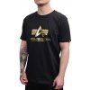 Alpha Industries Basic T Shirt Foil Print Black/Yellow Gold tričko pánske Farba: čierná/zlatá, Veľkosť: L Alpha Industries Basic T Shirt Foil Print Black/Yellow Gold tričko pánske Farba: čierná/zlatá, Veľkosť: L