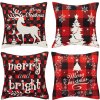 Vianočné obliečky na vankúšiky 40x40 cm, sada 4ks, bielo-červené Vianočné obliečky na vankúšiky 40x40 cm, sada 4ks, bielo-červené