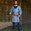 Battle Merchant Ranně středověká tunika Vallentin, modrá šedá / hnědá Battle Merchant Ranně středověká tunika Vallentin, modrá šedá / hnědá