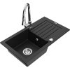 Mexen Pablo, 1-komorový granitový drez 752x436x161 mm a drezová batéria Elia, čierna, 6510-77-670101-00 Mexen Pablo, 1-komorový granitový drez 752x436x161 mm a drezová batéria Elia, čierna, 6510-77-670101-00