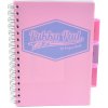 PUKKA PAD Pastel blok, A5, špirálový, linajkový, 3 nastaviteľné rozraďovače, pastelovo ružový, 96 listov PUKKA PAD Pastel blok, A5, špirálový, linajkový, 3 nastaviteľné rozraďovače, pastelovo ružový, 96 listov