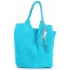 Kožené kabelka shopper bag Genuine Leather tyrkysová 801 Kožené kabelka shopper bag Genuine Leather tyrkysová 801