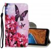 Peňaženkové kožené puzdro na Xiaomi Redmi 8 - Red Flower Butterfly Peňaženkové kožené puzdro na Xiaomi Redmi 8 - Red Flower Butterfly