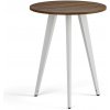 Konferenčný stôl PRIMO VIBE, priemer 60 cm, biela podnož, orech Konferenčný stôl PRIMO VIBE, priemer 60 cm, biela podnož, orech