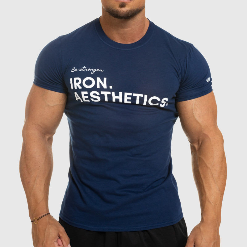 Pánske fitness tričko Iron Aesthetics Be Stronger, modré, , Farba Modrá