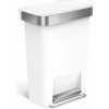 Pedálový odpadkový kôš Simplehuman - 45 l, vrecko na sáčky, obdĺžnikový, biely plast / nerez (CW1387CB) Pedálový odpadkový kôš Simplehuman - 45 l, vrecko na sáčky, obdĺžnikový, biely plast / nerez (CW1387CB)