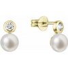 Zlaté 14 karátové náušnice s riečnou perlou a briliantmi 91PB00050 Zlaté 14 karátové náušnice s riečnou perlou a briliantmi 91PB00050