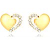 Šperky eshop - Zlaté náušnice 375 - pravidelné srdiečko s výrezom a zirkónovou líniou, puzetky S1GG55.37 Šperky eshop - Zlaté náušnice 375 - pravidelné srdiečko s výrezom a zirkónovou líniou, puzetky S1GG55.37