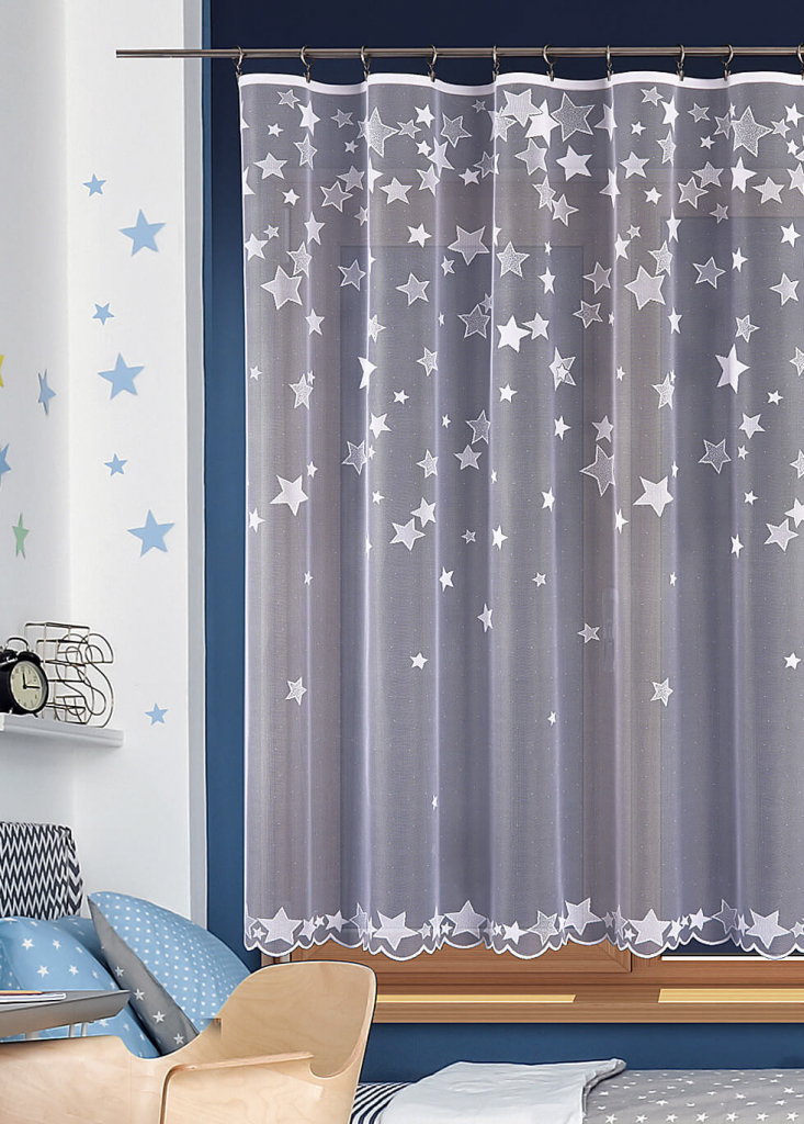 Záclona s hvězdičkami - výška 170 cm - M49 (zimní / vánoční) - metrážová žakárová