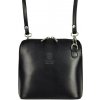 Malá kožená celozipsová crossbody kabelka L2813 čierna