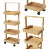 Úzky regál na kolieskach so 4 bambusovými policami, béžový, 28x16x90 cm Úzky regál na kolieskach so 4 bambusovými policami, béžový, 28x16x90 cm