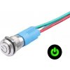 LED vodotesný spínač s vystúpeným hmatníkom 12 mm - Zelený, 12 - 24V LED vodotesný spínač s vystúpeným hmatníkom 12 mm - Zelený, 12 - 24V
