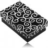Šperky eshop - Obdĺžníková krabička na náušnice a prsteň, čierna s bielymi ornamentmi S70.17 Šperky eshop - Obdĺžníková krabička na náušnice a prsteň, čierna s bielymi ornamentmi S70.17