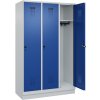 Šatňová skriňa C+P Cabo-Plus, 3 oddelenia, 1200 x 500 x 1950 mm, sivo-modrá, podstavec Šatňová skriňa C+P Cabo-Plus, 3 oddelenia, 1200 x 500 x 1950 mm, sivo-modrá, podstavec