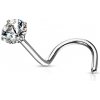 Šperky eshop - Zahnutý oceľový piercing do nosa, drobný číry zirkón v kotlíku, rôzne veľkosti PC05.32 - Hlavička: 3 mm Šperky eshop - Zahnutý oceľový piercing do nosa, drobný číry zirkón v kotlíku, rôzne veľkosti PC05.32 - Hlavička: 3 mm