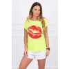 Dámske tričko s potlačou pier MI8985 neónovo žlté