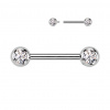 Titánový piercing do bradavky s vnútorným závitom a zirkónmi Pery Farba: Strieborná / Číra, Veľkosť: 1,6 mm, Dĺžka / priemer: 12 mm Titánový piercing do bradavky s vnútorným závitom a zirkónmi Pery Farba: Strieborná / Číra, Veľkosť: 1,6 mm, Dĺžka / priemer: 12 mm
