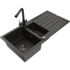 Mexen Andres granitový drez 1,5-komorový s odkvapkávačom a kuchynskou batériou Duero, čierny/zlatý - 6515-75-671600-70-B Mexen Andres granitový drez 1,5-komorový s odkvapkávačom a kuchynskou batériou Duero, čierny/zlatý - 6515-75-671600-70-B