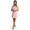 217-9 NEVA Trapezoidal dress with flared sleeves - powder pink with glitter ružová M NUMOCO 5903938277467 217-9 NEVA Trapezoidal dress with flared sleeves - powder pink with glitter ružová M NUMOCO 5903938277467