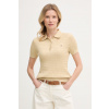 Tommy Hilfiger úpletové polo tričko dámske bavlnené WW0WW41474 béžová L Tommy Hilfiger úpletové polo tričko dámske bavlnené WW0WW41474 béžová L