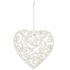 Springos Srdiečko s ornamentmi 9cm biela perleť, vianočná ozdoba Springos Srdiečko s ornamentmi 9cm biela perleť, vianočná ozdoba