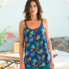 Pyžamový top s macramé, s tropickou celopotlačou modrá/šafranová 050 Blancheporte Pyžamový top s macramé, s tropickou celopotlačou modrá/šafranová 050 Blancheporte