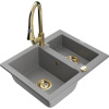 Mexen Carlos granitový kuchynský drez 1,5-komorový s kuchynskou batériou Elia, sivý - 6518-71-670101-50 Mexen Carlos granitový kuchynský drez 1,5-komorový s kuchynskou batériou Elia, sivý - 6518-71-670101-50