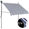 Ručne zaťahovacia markíza s LED 100 cm, modro biela-ForU-145841 Ručne zaťahovacia markíza s LED 100 cm, modro biela-ForU-145841