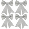 Springos Vianočná mašľa 13x11,5cm strieborná sada 4ks, vianočné dekorácie Springos Vianočná mašľa 13x11,5cm strieborná sada 4ks, vianočné dekorácie