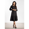Dámske čierne rozšírené šaty s volánom, A662 S Dámske čierne rozšírené šaty s volánom, A662 S