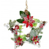 Dommio Vianočná dekorácia – hviezda s červenými poinsettiami 30 cm Dommio Vianočná dekorácia – hviezda s červenými poinsettiami 30 cm