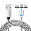 Luxria Led Magnetic Cable - Magnetický USB kábel s tromi koncovkami Farba: Strieborná Luxria Led Magnetic Cable - Magnetický USB kábel s tromi koncovkami Farba: Strieborná