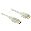 DeLOCK - Prodlužovací šňůra USB - USB (F) do USB (M) - USB 2.0 - 5 m - průhledná 83885 DeLOCK - Prodlužovací šňůra USB - USB (F) do USB (M) - USB 2.0 - 5 m - průhledná 83885