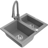 Mexen Carlos granitový drez 1,5-miskový s kuchynskou batériou Elia, sivý - 6518-71-670101-71 Mexen Carlos granitový drez 1,5-miskový s kuchynskou batériou Elia, sivý - 6518-71-670101-71