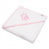 NEW BABY Detská froté osuška s výšivkou a kapucňou New Baby 80x80 cm Biela + ružový slon NEW BABY Detská froté osuška s výšivkou a kapucňou New Baby 80x80 cm Biela + ružový slon