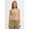 Tommy Hilfiger jednoradová vesta dámska s ľanom WW0WW50765 béžová 36 Tommy Hilfiger jednoradová vesta dámska s ľanom WW0WW50765 béžová 36