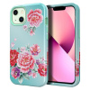 AppleMix Kryt pre Apple iPhone 13 - 360° ochrana - plast / guma - tyrkysový / kvety AppleMix Kryt pre Apple iPhone 13 - 360° ochrana - plast / guma - tyrkysový / kvety