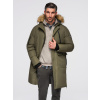 Ombre Alaskan men's winter jacket with detachable fur from the hood - dark olive green kaki XL Ombre 5902228924210 Ombre Alaskan men's winter jacket with detachable fur from the hood - dark olive green kaki XL Ombre 5902228924210
