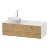 DURAVIT White Tulip závesná skrinka pod umývadlo na dosku vľavo, 1 zásuvka, 1300 x 550 x 408 mm, dub prírodný masív/biela vysoký lesk, WT4982LH585 DURAVIT White Tulip závesná skrinka pod umývadlo na dosku vľavo, 1 zásuvka, 1300 x 550 x 408 mm, dub prírodný masív/biela vysoký lesk, WT4982LH585
